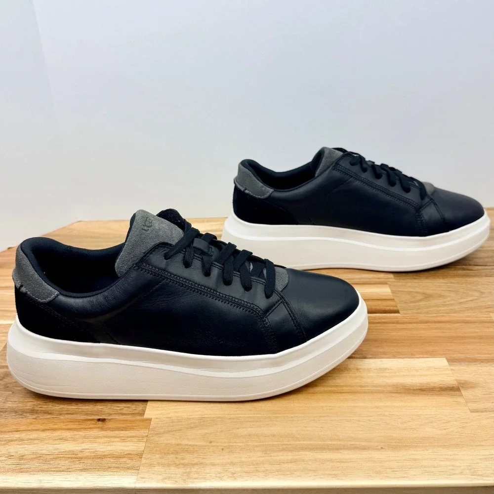UGG Scape Lace Womens Black Leather Platform Sneakers Size 10